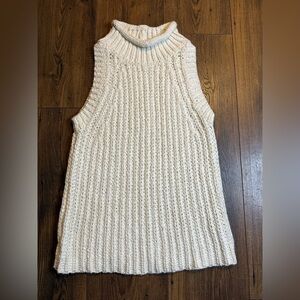 MOTH Anthropologie Women'sDesign Cream Rollneck Tunic Sleeveless Sweater Size M